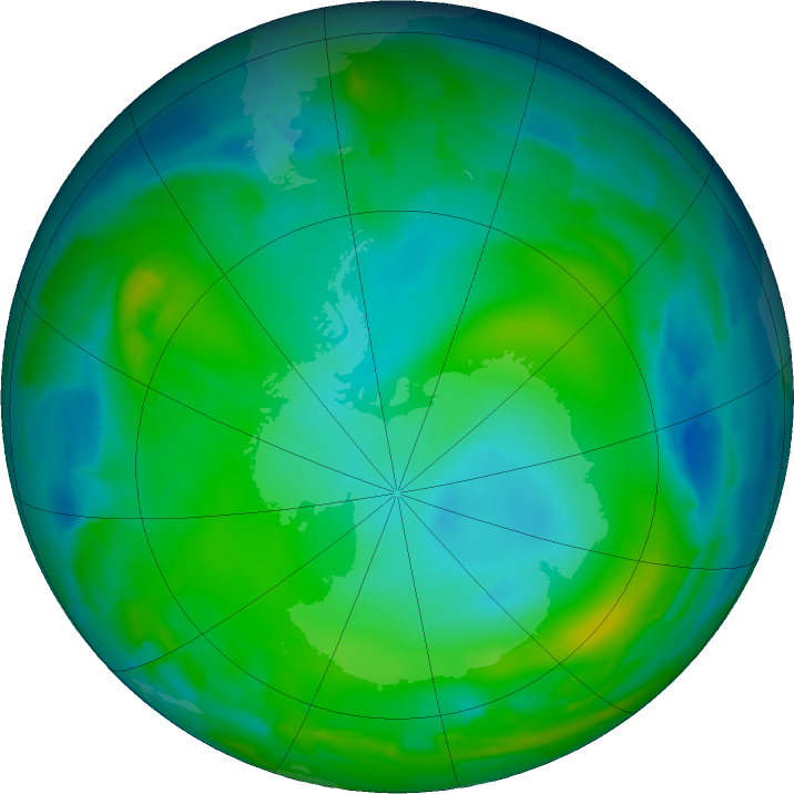 Antarctic ozone map for 09 June 2011